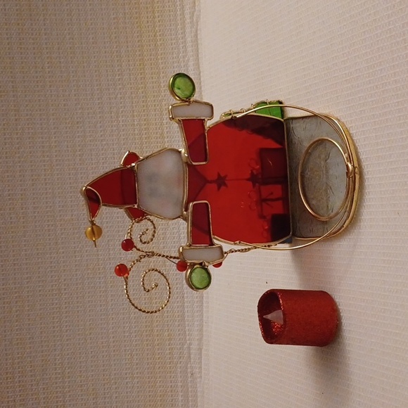 4/$40 Stained Glass Santa Tea Light Holder (in Box) - Picture 3 of 6